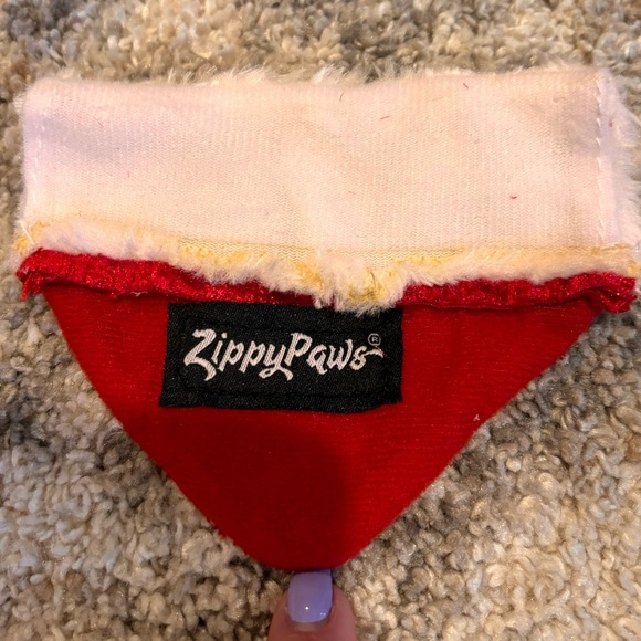 Small Pet Christmas collar scarf Red and White w/matching ankle rings with bells - Picture 3 of 10